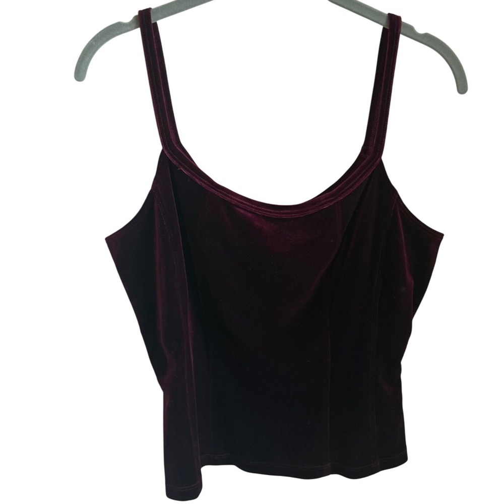 Velvet Cami Tank Top Deep‎ Burgundy Vintage 90s Holiday Party Evening Glam L